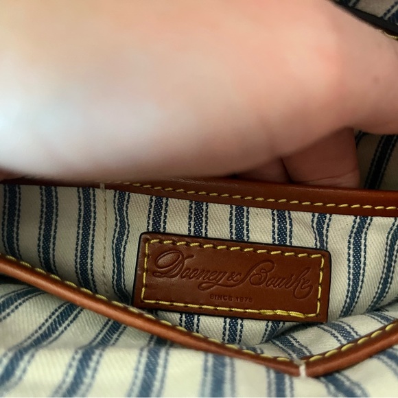 Dooney & Bourke navy blue and brown leather Satchel - Picture 9 of 13